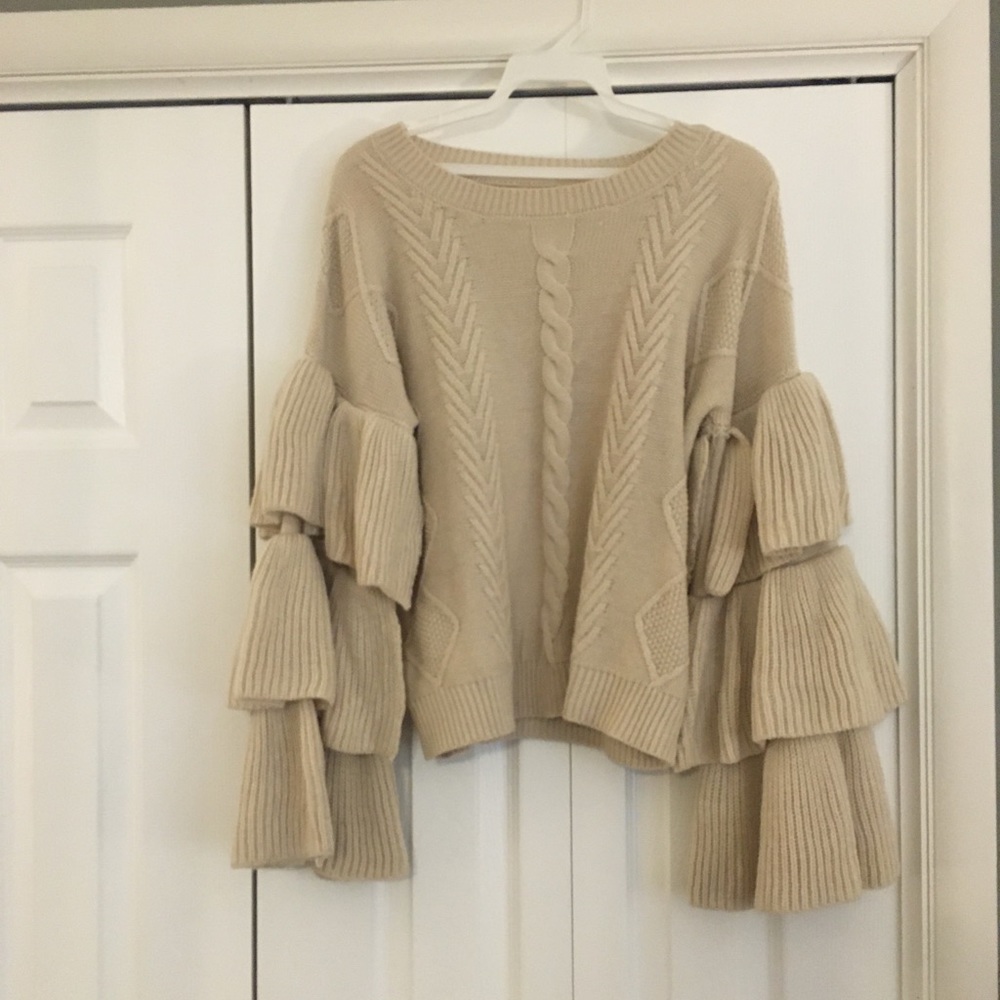Sweater tan with bell sleeve